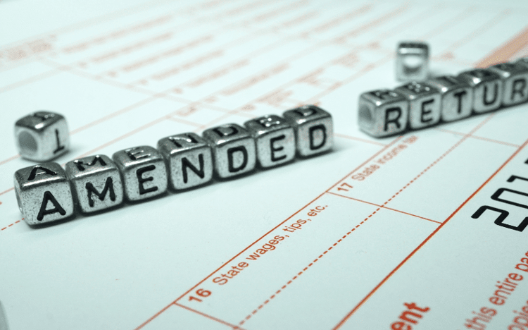 Business tax return with wording Amended Return