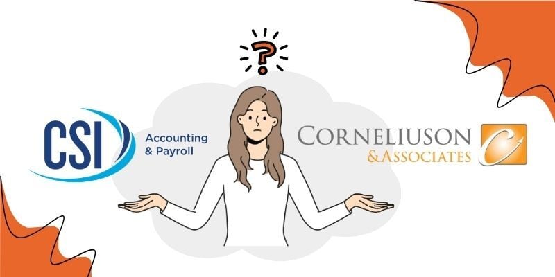woman comparing the CSI and Corneliuson logos