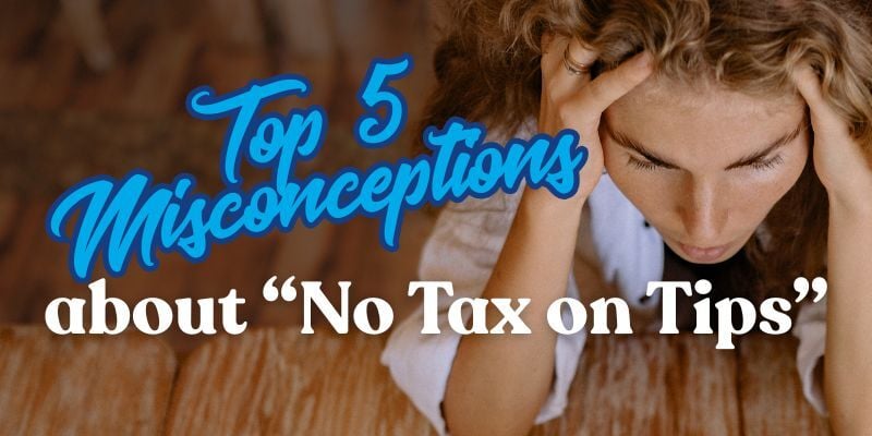 Woman with her head in her hands and text 