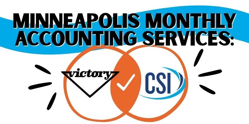 Venn diagram comparing Victory and CSI logos with text: Minneapolis monthly accounting services