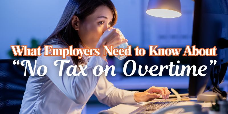 woman working in an office at night with text: what employers need to know about 